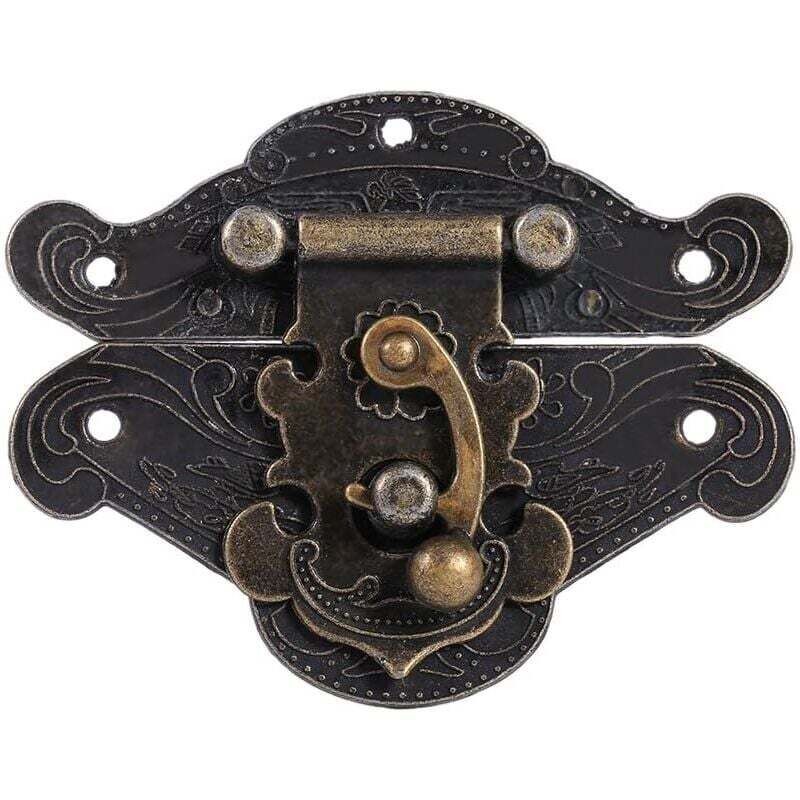 Loquet de style vintage, fermeture à moraillon antique en relief avec vis pour armoires décoratives, placards, penderies, boîtes à bijoux, coffrets