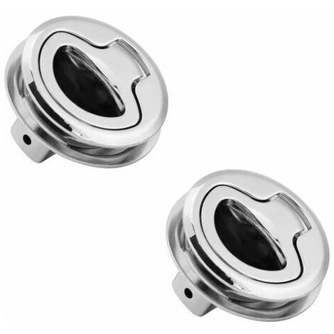 Loquet de Trappe, 2 Pièces Loquet de Trappe Affleurant, Trappe Bateau, Poignée Trappe Encastrable, Poignée de Levage Affleurante Argent