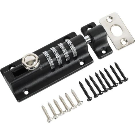 Loquet de Verrouillage à Combinaison 4 Chiffres Serrure de Sécurité Imperméable pour Armoire, Garage, Hangar Noir