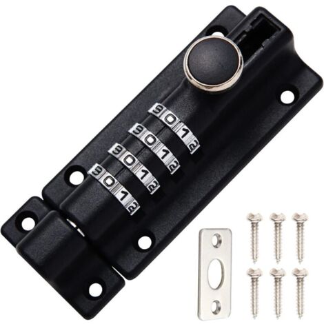 Loquet de Verrouillage à Combinaison à 4 Chiffres 120mm Verrou de Porte à Code avec Vis de Fixation Résistant aux Intempéries Pêne Coulissant Inviolable Portai Abri de Jardin Garage Clôture