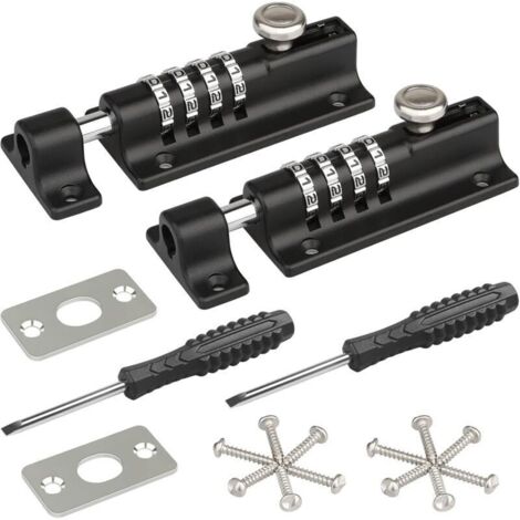 Loquet de Verrouillage à Combinaison, [étanche-2 Pcs] Verrou de Porte à Code, Imperméable Verrou à Combinaison à 4 Chiffres avec Vis de Fixation de Sécurité pour Armoire, Garage,l'école