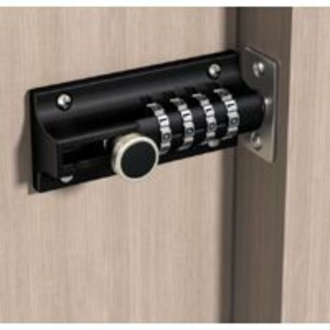 Loquet de Verrouillage à Combinaison Verrou à Combinaison à 4 Chiffres Verrou de Porte à Code Mécanique Serrure Sans Clé Glissière ,noir