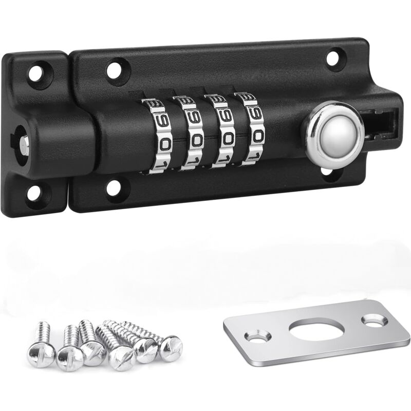 Loquet de Verrouillage à Combinaison,Verrou de Porte à Code,Imperméable Verrou à Combinaison à 4 Chiffres avec vis pour abris de jardin, renforcement