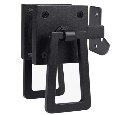 Loquet Double Latéral Robuste pour Portail Porte de Jardin Piscine Noir Mat