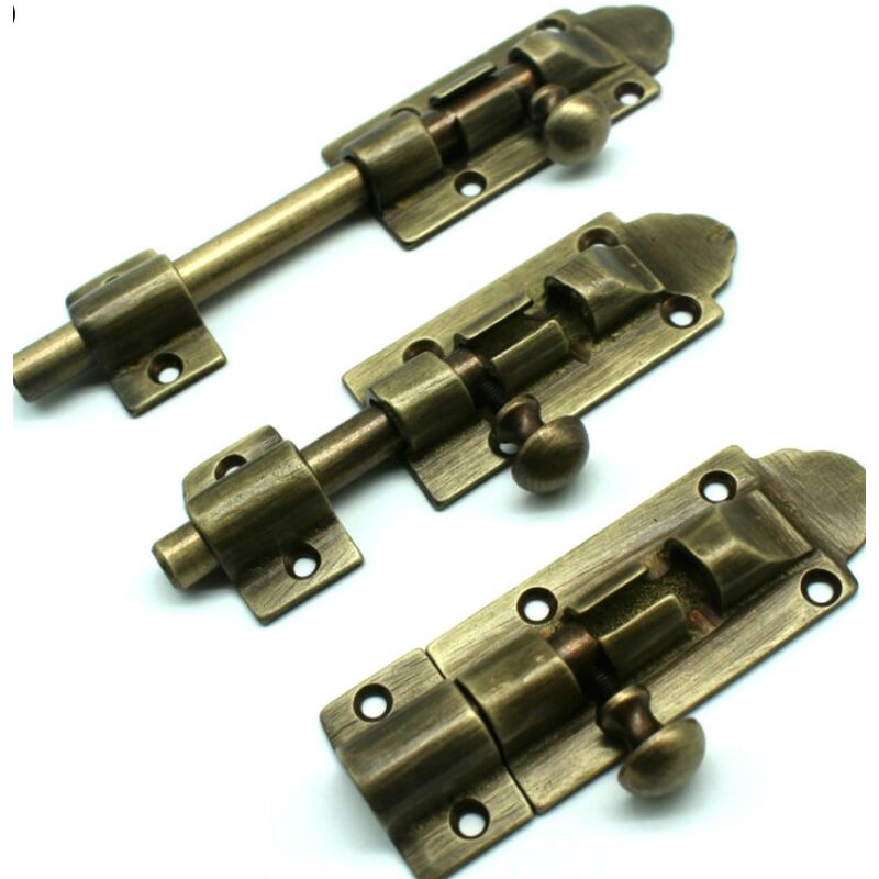 Loquet en laiton pur antique chinois épaissi assemblage de porte en bois loquet de fenêtre serrure boucle de porte (grande couleur laiton)