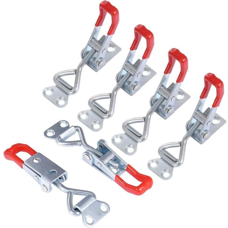 6 Pièces 4001 Métal Sauterelles Loquets à Bascule Réglables Menuisier Grenouillère à Levier Serrage Verrou Porte Décharge Rapide 100Kg / 220 Lbs