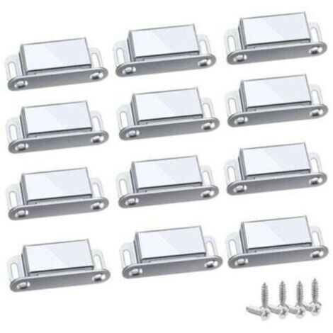 Loquet Magnetique, 12 Pièces Aimants loqueteaux magnétiques Placard Aimant Puissant Robuste Jusqu'à 6kg, Pour Tiroirs Porte de Douche Aimanté Armoire Placard, Cabinet, Meubles (45mm-12pc)