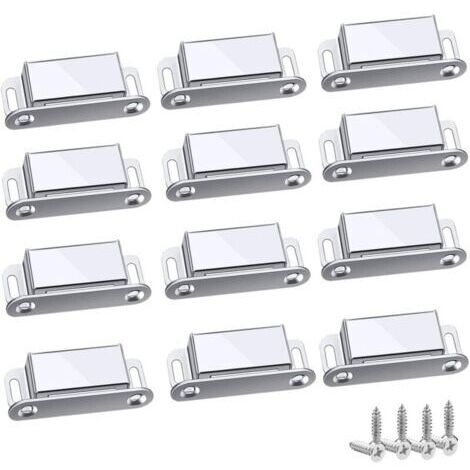 Loquet Magnetique, 12 Pièces Aimants loqueteaux magnétiques Placard Aimant Puissant Robuste Jusqu'à 6kg, Pour Tiroirs Porte de Douche Aimanté Armoire Placard, Cabinet, Meubles (45mm-12pc)