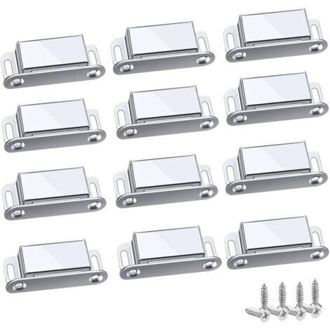 Loquet Magnetique, 12 Pièces Aimants loqueteaux magnétiques Placard Aimant Puissant Robuste Jusqu'à 6kg, Pour Tiroirs Porte de Douche Aimanté Armoire Placard, Cabinet, Meubles (45mm-12pc)