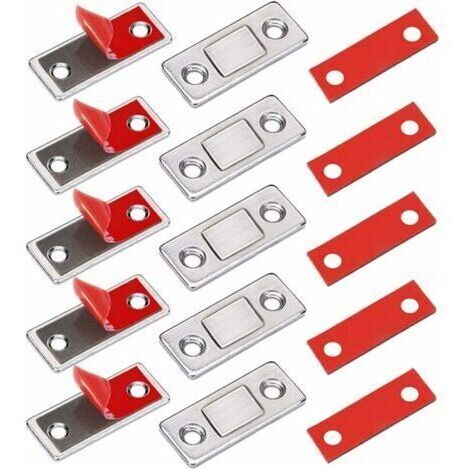 Loquet Magnetique Aimant Porte Placard 5 Pièces Très Mince Loquets Magnétiques À Coller Aimant Fermeture Adhesif Meuble Aimant Puissant Pour Porte Coulissante Tiroirs Fenetre Aimanté Armoire