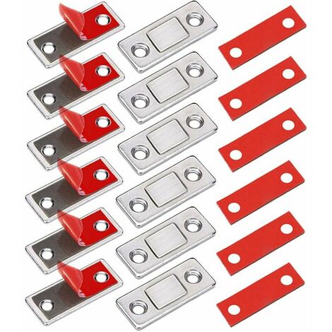 Loquet Magnetique Aimant Porte Placard 6 Pièces Très Mince Loqueteau Magnétiques à Coller Aimant Fermeture Adhesif Meuble Aimant Puissant pour Porte Coulissante Tiroirs Fenetre Aimanté Armoire