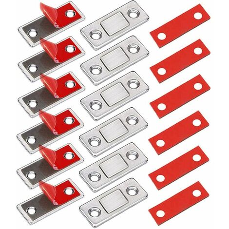 Loquet Magnetique Aimant Porte Placard 6 Pièces Très Mince Loqueteau Magnétiques à Coller Aimant Fermeture Adhesif Meuble Aimant Puissant pour Porte Coulissante Tiroirs Fenetre Aimanté Armoire