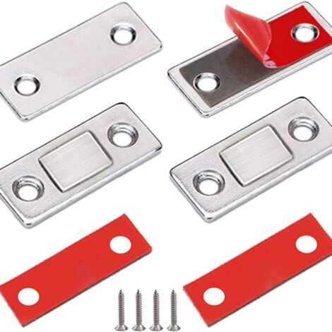 Loquet magnétique ultra-mince en métal en 2 pièces, verrou de porte à aimant puissant par simple pression et traction