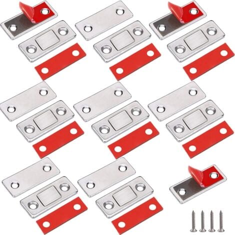 Loquet Magnetique,OUYLAF,8 Pièces Ultra Mince Aimant de Porte Placard Adhésif Loqueteau Aimant Fermeture Meuble Aimant Puissant pour Porte de Coulissante Tiroirs Fenêtre Armoire