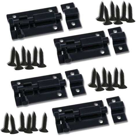Loquet Noir 4 Pièce Verrou de Porte à Boulon Coulissant Acier Inoxydable Loquet de Porte Coulissant Serrure Loquet Verrou de Porte Coulissant Loquet Porte pour Portail de Jardin Cabanon