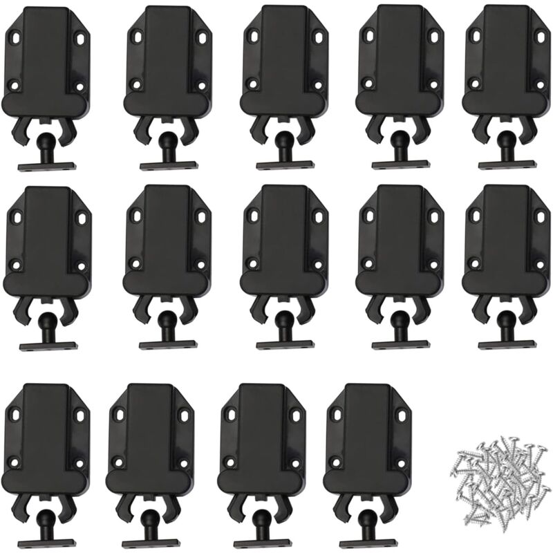 Loquet Porte, 14 Pièces Loquet Porte Placard, Poussoir Porte Placard, Loqueteaux De Porte Placard, Loquets à Libération Tactile, Pour Armoire De