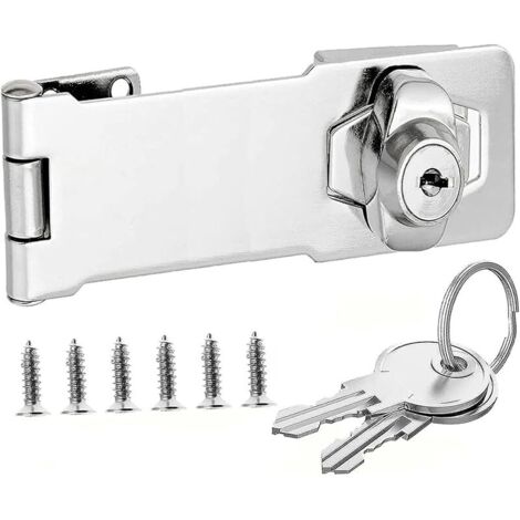 Loquet porte à clé à angle droit de 90 degrés avec bouton tournant pour placard, Cadenas à loquet en placard serrure verrou avec clés identiques (Silver - 4 Inch)