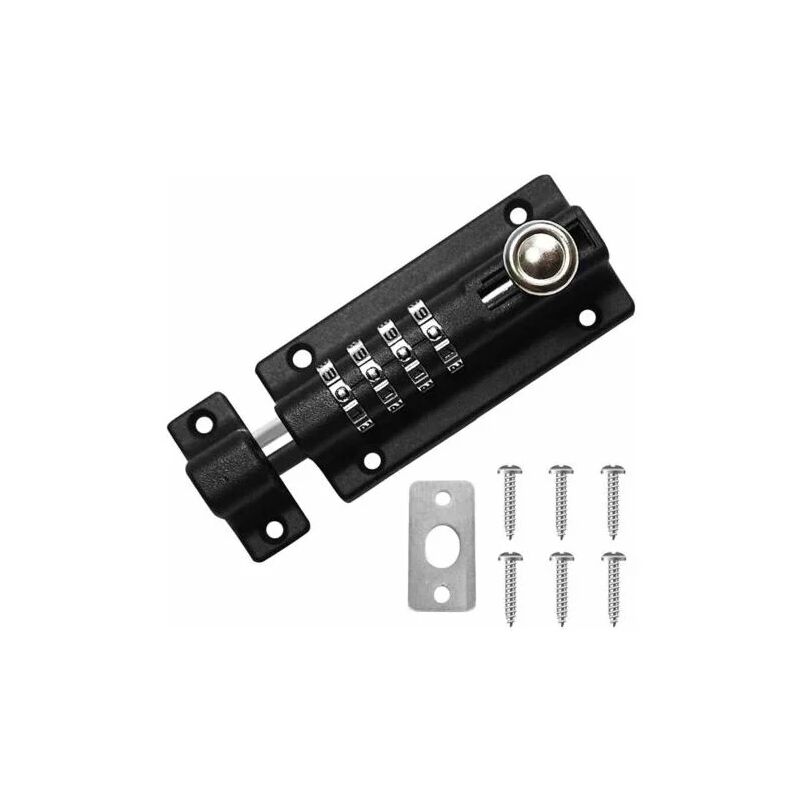 Loquet Porte, Targette de Porte à toute épreuve, 122mm Noir Verrou à Boulon Portes en acier inoxydable Avec vis anti-effraction