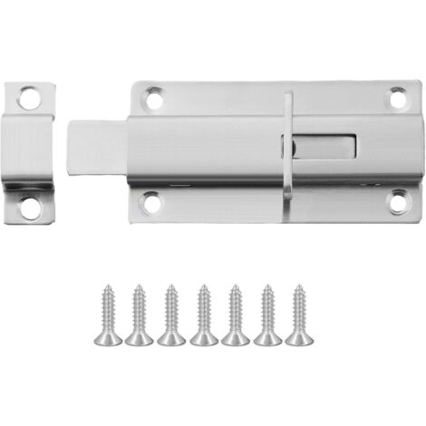Loquet Porte Verrou de Fermoir avec Vis, Verrou Porte Exterieur Longueur 8.5 CM, Loquet Portail en Acier Inoxydable Pratique, pour Pour Portes, Fenêtres, Clôtures, Brossée