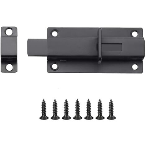Loquet Porte Verrou de Fermoir avec Vis, Verrou Porte Exterieur Longueur 8.5 CM, Loquet Portail en Acier Inoxydable Pratique, pour Pour Portes, Fenêtres, Clôtures, Noir