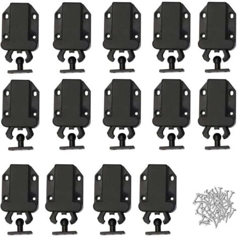 Loquet Porte, XU, 14 Pièces Porte Placard, Poussoir Loqueteaux Loquets à Libération Tactile, Destiné Armoire Cuisine, Vêtements, Tiroirs (Noir) KZQ - KZQ