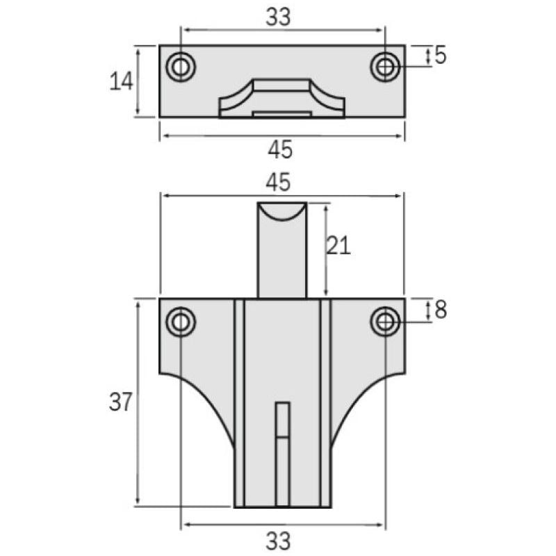 Loqueteau en aluminium avec tige allongée en nylon sans gâche type 900B pour châssis PVC - ARGENTA