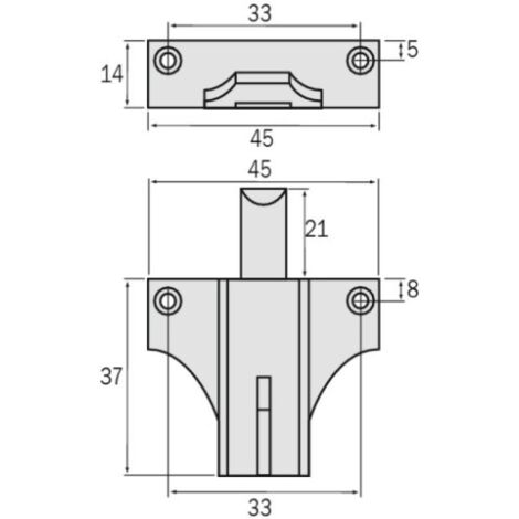 Loqueteau en aluminium avec tige allongée en nylon sans gâche type 900B pour châssis PVC - ARGENTA