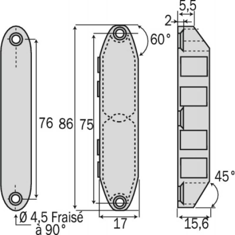 Loqueteau Super Polair décoratif zamak noir mat force 8 kg - pose en applique Progress
