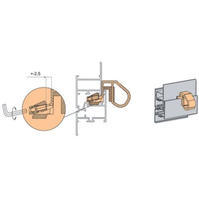 Loqueteau Superclak en aluminium finition gris 9006 pour profilés à gorge européenne Fapim