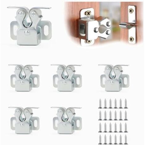 Loqueteaux de Meuble,6 PCS à Double Roulettes Loquets Rouleau pour Portes d'Armoire Placard et Fenêtre Fermeture Porte avec Doubles -