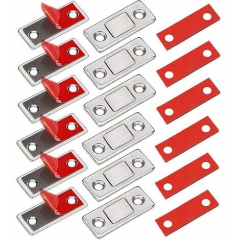 Loqueteaux Magnétiques 6 Pièces Très Mince Aimant Pour Porte de Placard à Coller Loqueteau Aimant Fermeture Adhésif Meuble Aimant Puissant pour Porte Coulissante Tiroirs Fenetre Aimanté Armoire
