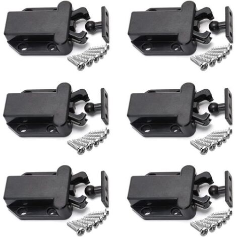 Loquets à Libération Tactile - MARQUE - Non Magnétique - Noir - 6 Pièces - Plastique ABS