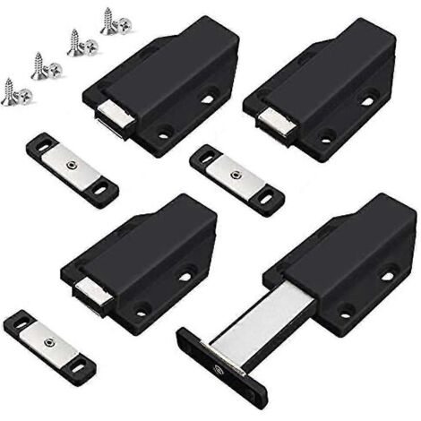Loquets à pression robustes, lot de 4, quincaillerie pour armoire à ouverture par pression, loquets à contact magnétique pour grandes portes