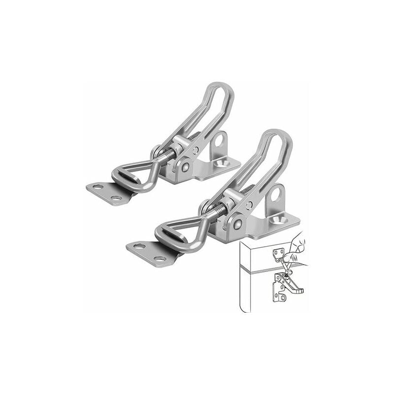 Loquet Bascule Acier Inoxydable, 2 Pièces Loquet à Bascule Métal, Fermeture Levier, Pas de Rouille, Fixation Solide, Pince Loquet Loquet Bascule,