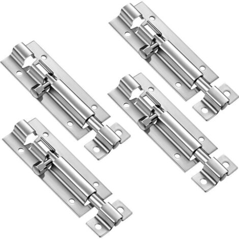 Loquets de sécurité pour porte coulissante – Lot de 4 en acier inoxydable avec vis de 7,6 cm