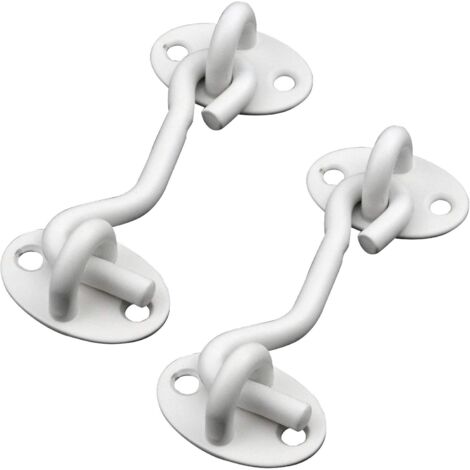 Loquets de verrouillage de porte à crochet et œillet pour fenêtres, clôtures, portails, blanc, paquet de 2