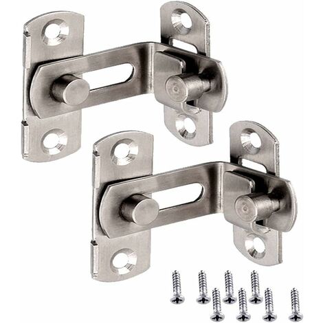 Loquets et verrous 90 degrés à angle Acier inoxydable droite ouvert Cadenas de portail Petite Antivol Loquet de porte pour portails et armoires, toilettes, fenêtres, meubles 50*41*21 mm Fontainebleau 2Pcs Argent