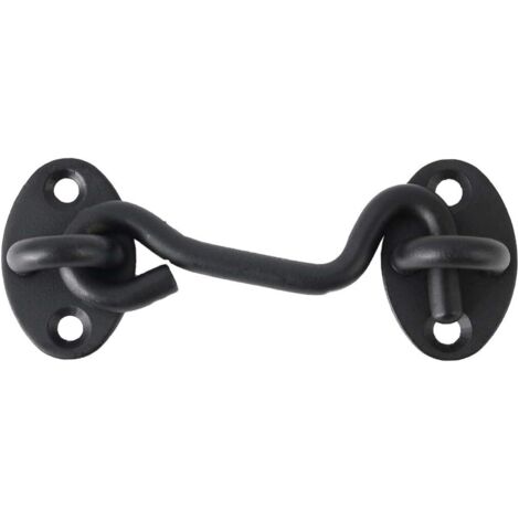 Loquets et verrous  Cabine Crochet, Acier Inoxidable Œil Loquet Intimité Crochets Porte avec Vis Femeture pour Volets Porte Fenêtre Barre Curseur Cabanon Noir 1 PCS 3 pouces DENUOTOP