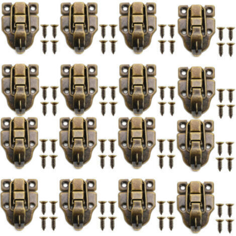 Loquets pour boîtes en bois, ensemble de 16 pièces, loquets vintage couleur bronze, loquets coulissants rétro avec vis, adaptés aux coffres et boîtes.