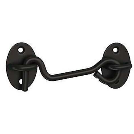 Loquets pour porte de grange - Lot de 2 loquets noirs à crochet et œillet de 10 cm (4 pouces) - Quincaillerie robuste pour loquet de moustiquaire - Serrures de porte en acier inoxydable