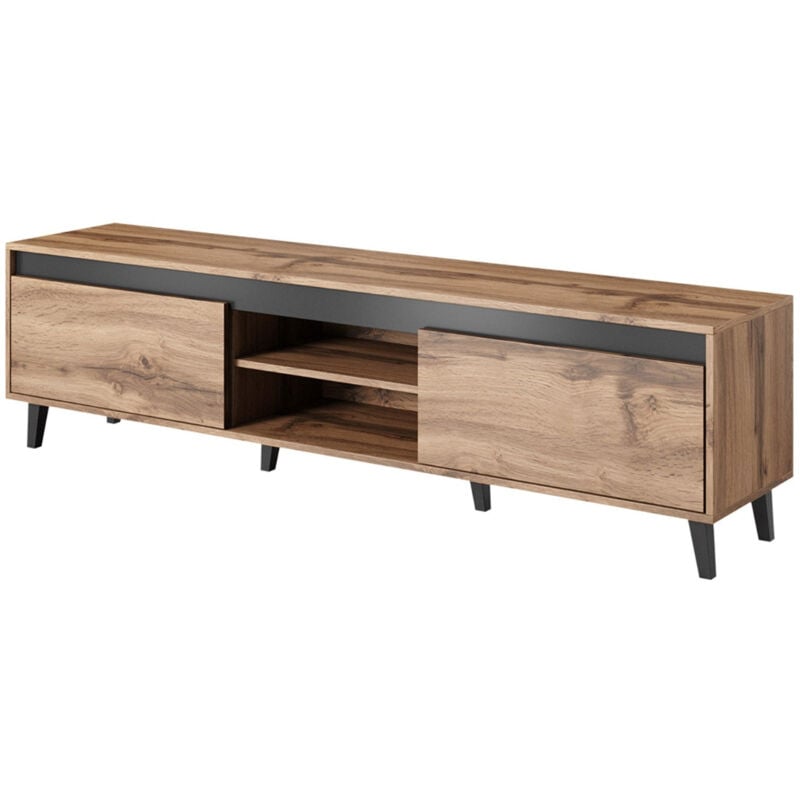 Bestmobilier - Lord - meuble tv - bois et noir - 170 cm - style industriel - bois