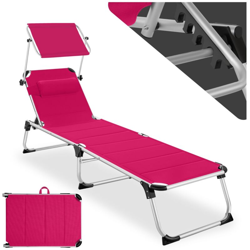 Sun lounger Lorella - garden lounger, cushioned sun lounger, garden sun lounger - pink