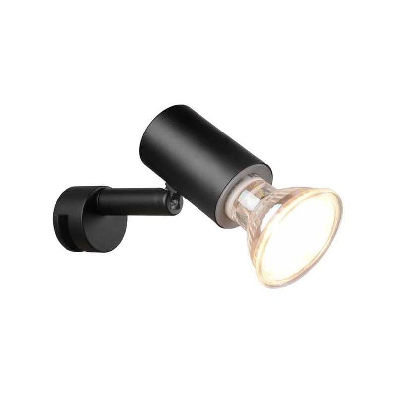 Lorenzo H2O Applique Spot Orientable Noir à Appliquer sur Miroir IP44 Avec Interrupteur l. 10Cm