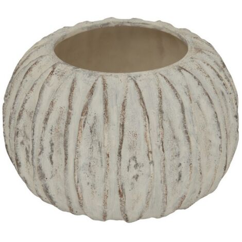 Lorenzo Rotund Fin Vase - Ceramic - L30 x W30 x H20 cm - White