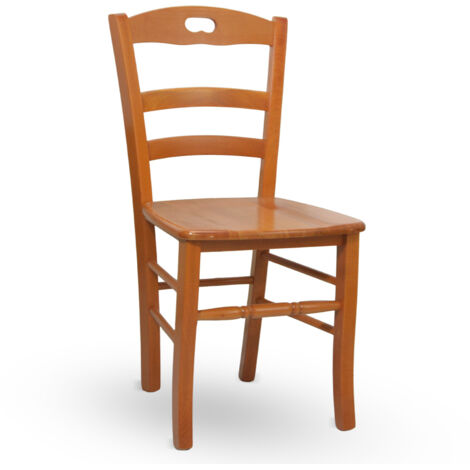 Loris Esszimmerstuhl aus Kirschholz mit massiver Sitzfläche