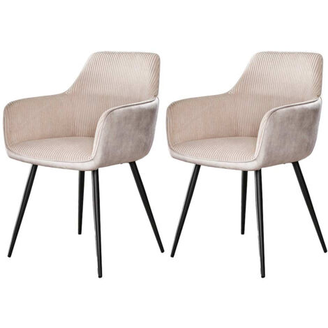 Lormi - lot de 2 fauteuils - en velours côtelé et velours - beige