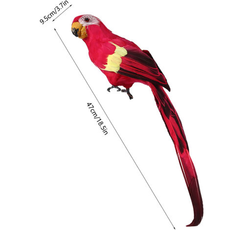 Loro artificial, plumas artificiales, decoración para interiores y exteriores, recuerdos para fiestas – Ave artificial con plumas y espuma – 47 cm – Colores naturales