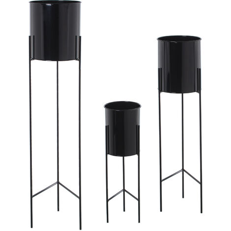 Los 3 Black Metall Gartengärten schwarzer Fuß ° 21x93+° 18x75+° 16x51cmpour Alle Stile, um dem Haus eine Note zu verleihen