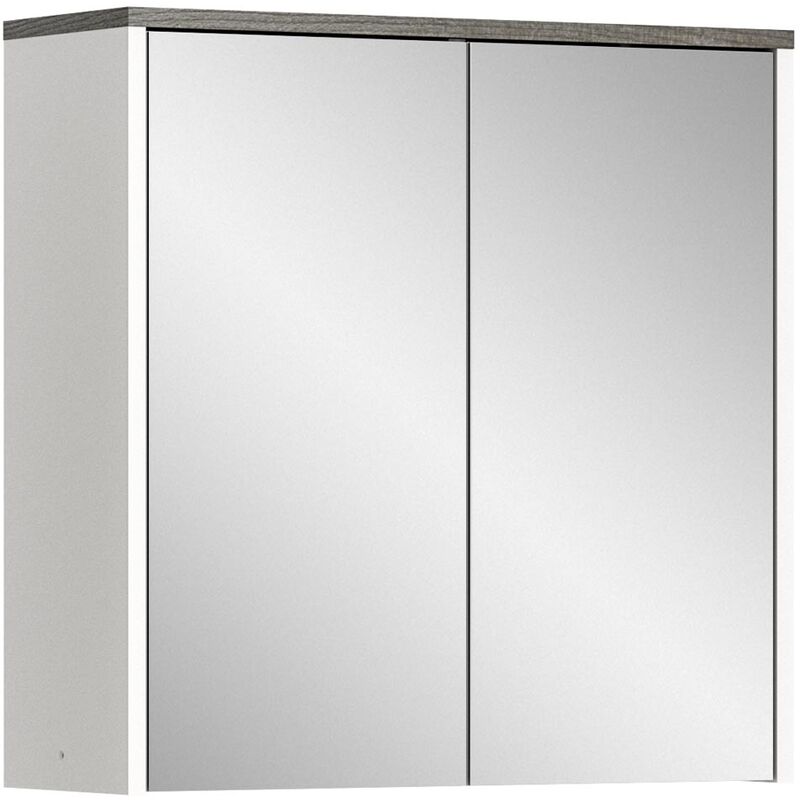 Ebuy24 - Los Angeles armoir de salle de bain avec miroir 2 portes enfumé,blanc.