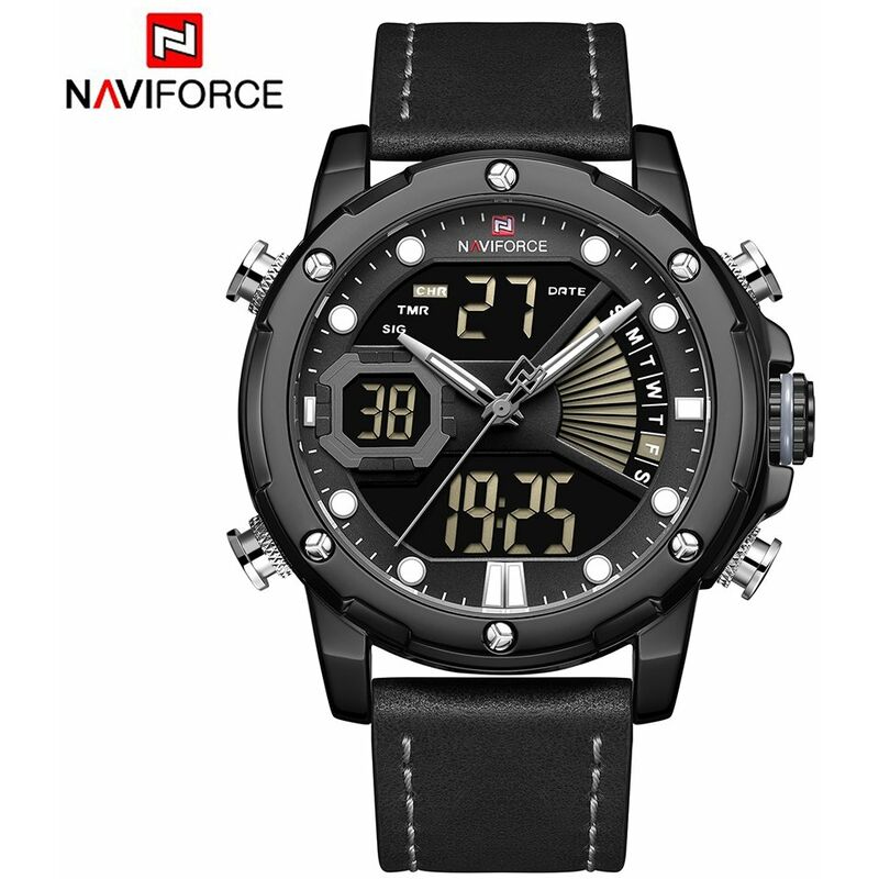 

Los hombres miran el reloj de cuarzo de los relojes impermeables multifuncionales del negocio,Gris oscuro